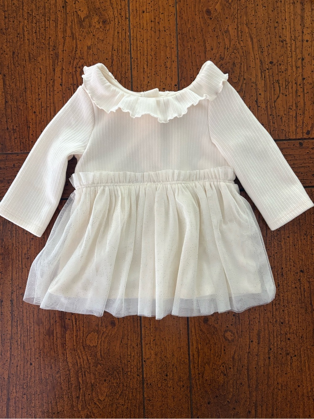 Baby Girl White Ruffled Tulle Dress, Cloud Island, 3-6 month, Event